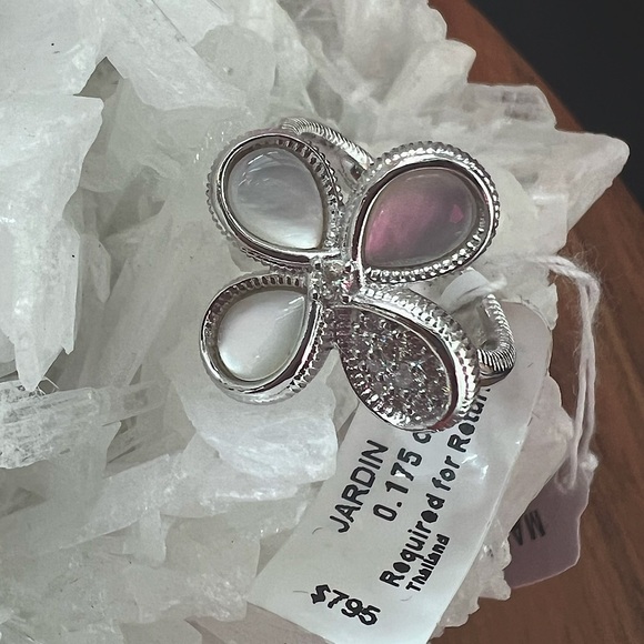 NWT Judith Ripka Jardin Flower MOP and Diamond Ring 8 - Picture 2 of 16